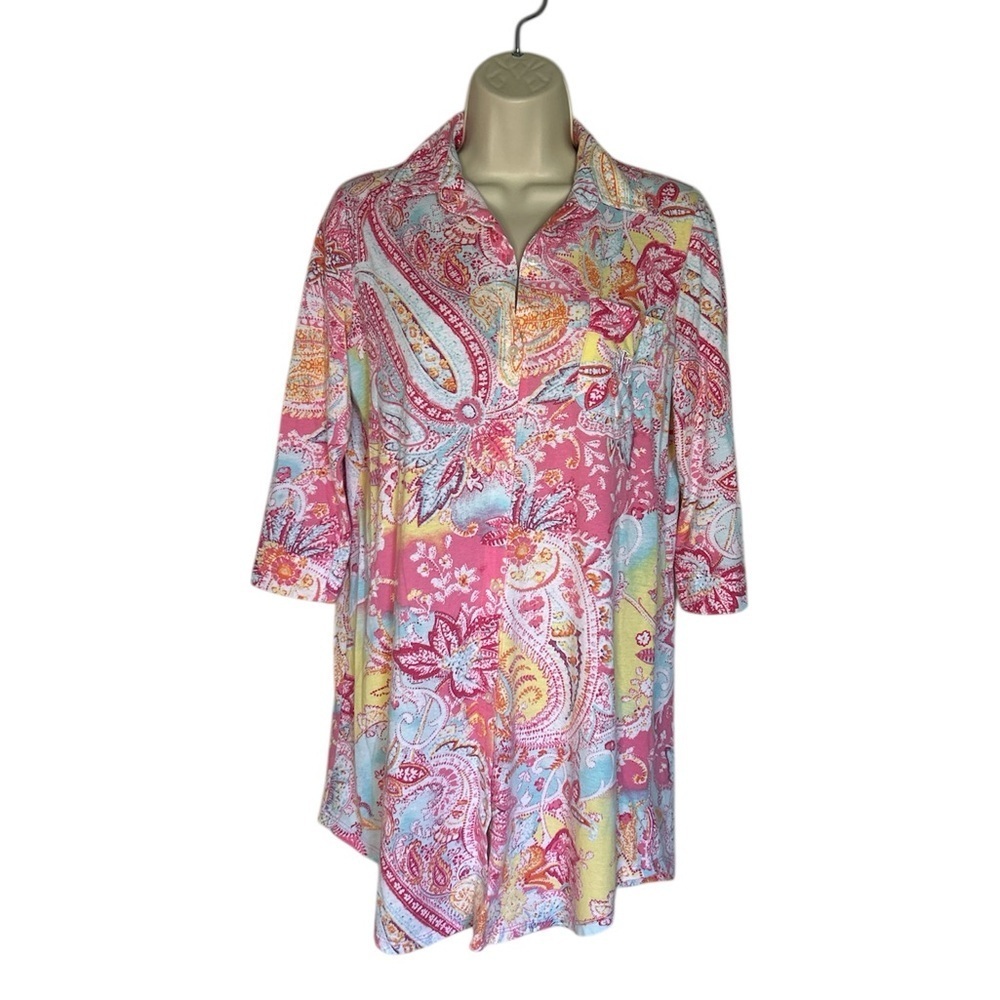 Ralph Lauren Pink Paisley Lightweight Nightshirt with 3/4 sleeves